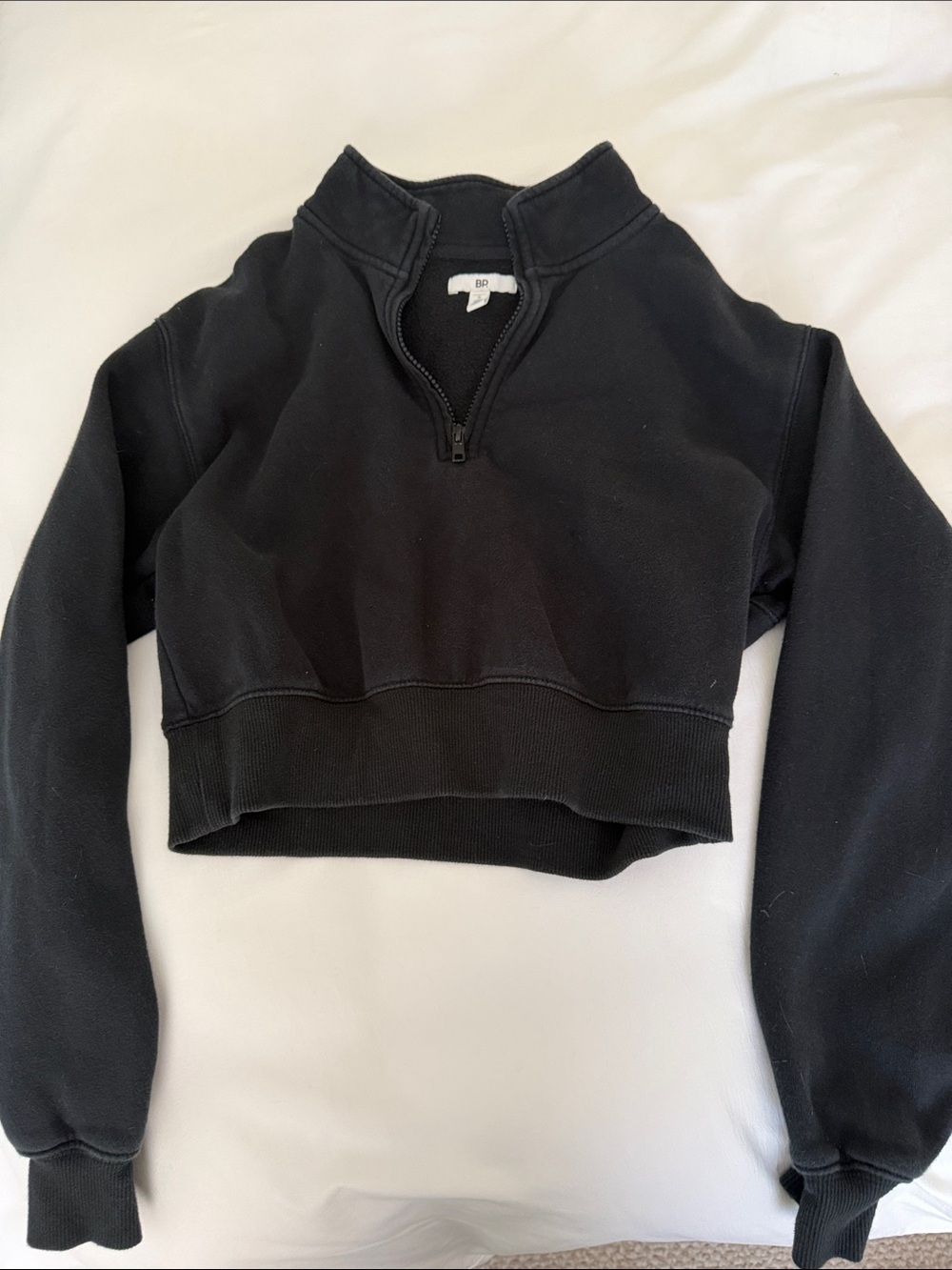 bp Black Cropped Half-Zip Sweatshirt